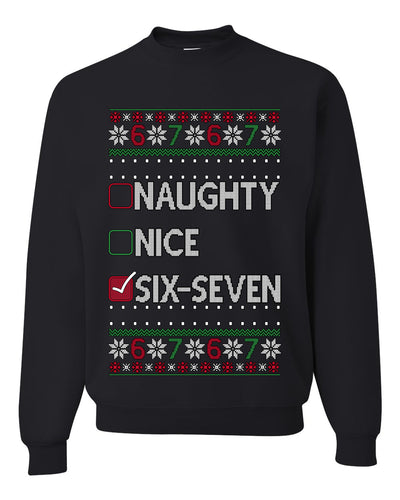 Naughty Nice 6 7 Checklist, Unisex Ugly Christmas Sweater, Crewneck Sweatshirts