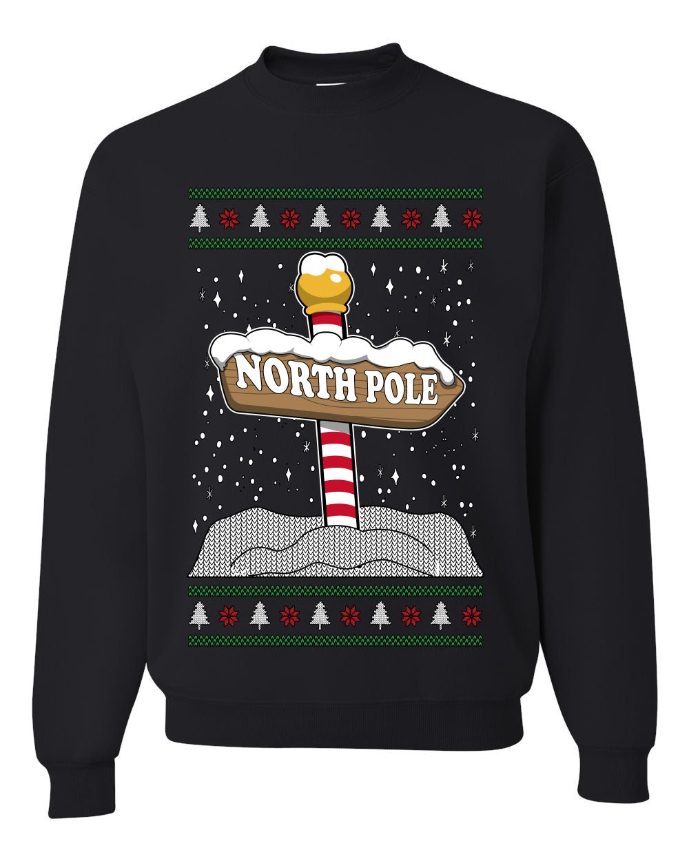North Pole, Unisex Ugly Christmas Sweater Crewneck Sweatshirts