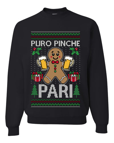 Puro Pinche Pari,Unisex Ugly Christmas Sweater, Crewneck Sweatshirts