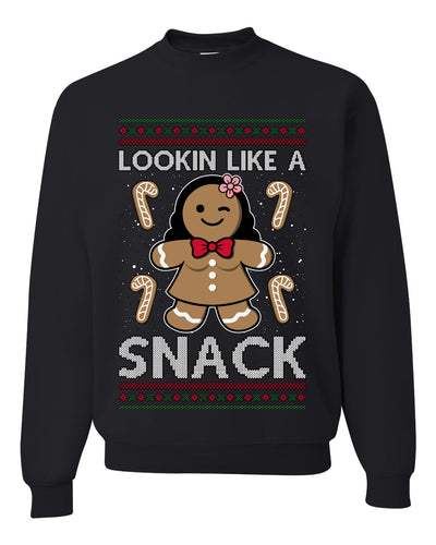 Lookin Like A Snack, Unisex Ugly Christmas Sweater Crewneck Sweatshirts