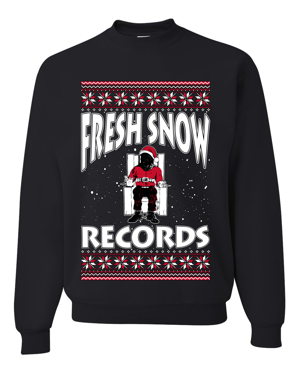 Fresh Snow Records Hip Hop Parody, Unisex Ugly Christmas Sweater, Crewneck Sweatshirts