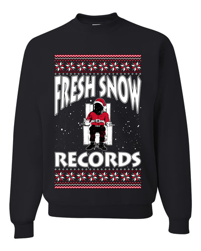 Fresh Snow Records Hip Hop Parody, Unisex Ugly Christmas Sweater, Crewneck Sweatshirts