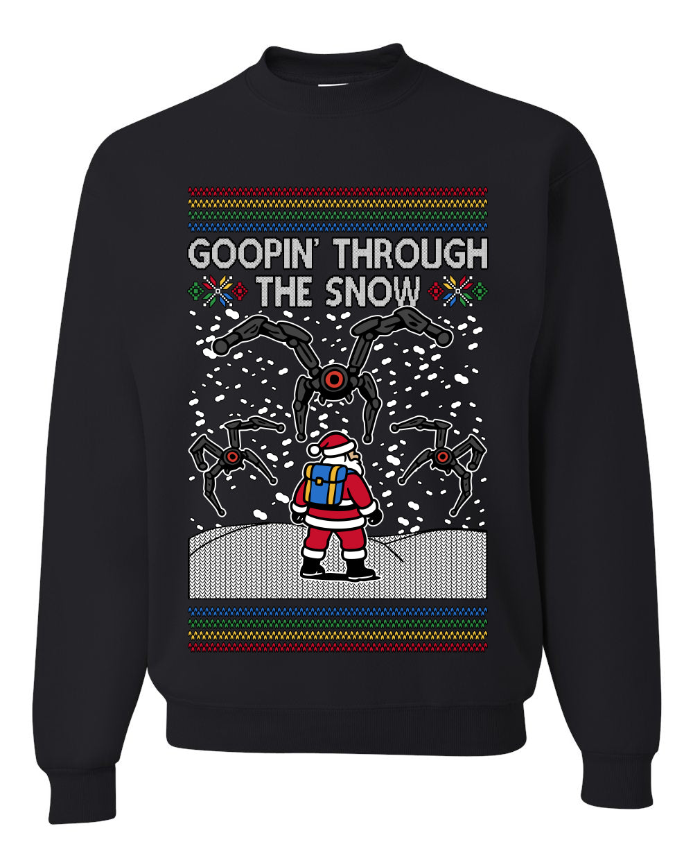 Goopin' Through The Snow Gamer Santa, Unisex Ugly Christmas Sweater Crewneck Sweatshirts