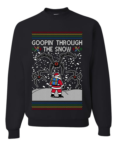 Goopin' Through The Snow Gamer Santa, Unisex Ugly Christmas Sweater Crewneck Sweatshirts