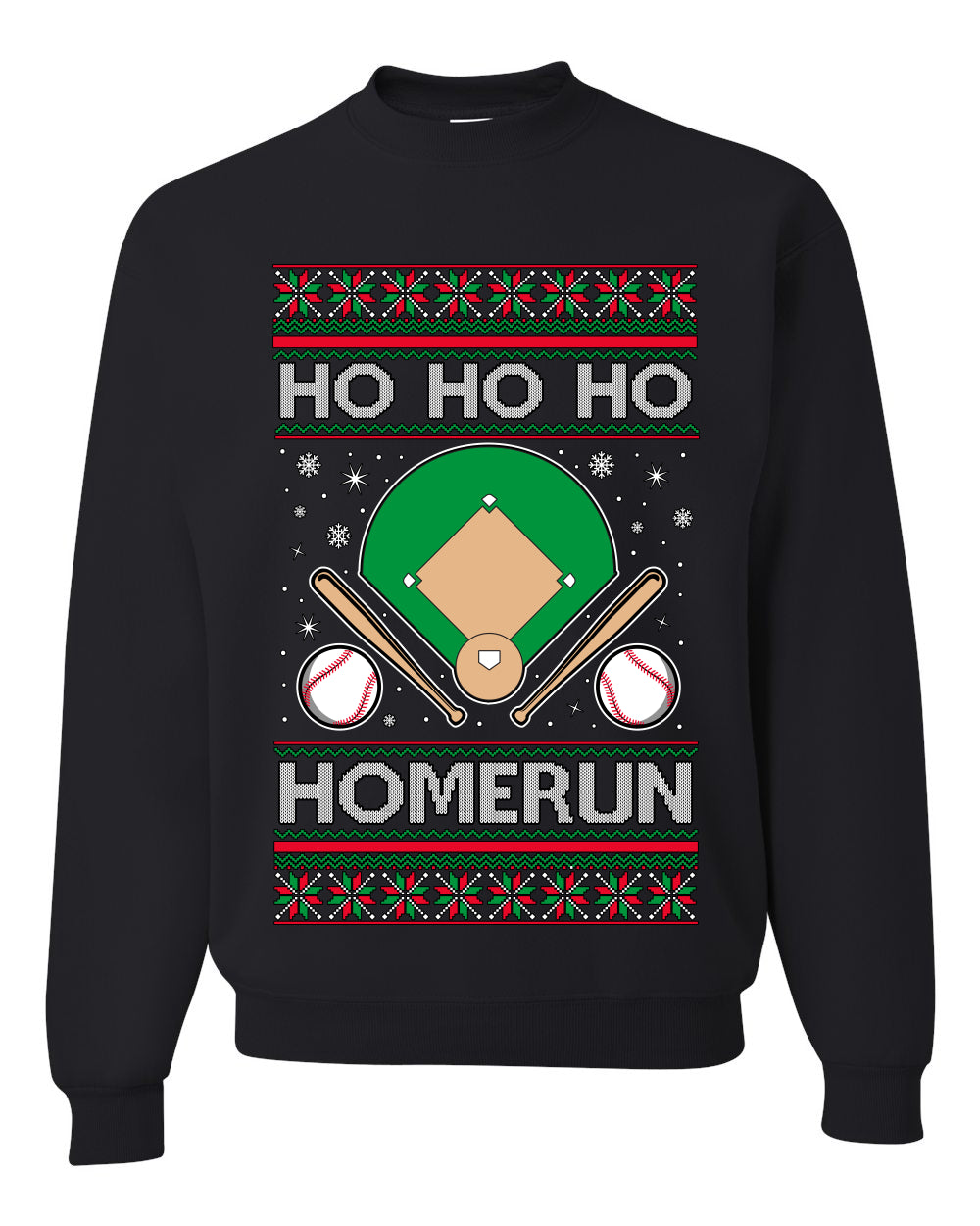 Ho Ho Ho Homerun, Baseball Fan Christmas Design, Unisex Ugly Christmas Sweater Crewneck Sweatshirts