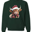 Cute Fluffy Christmas Cow with Santa Hat, Cute Christmas Design, Unisex Christmas Sweater, Crewneck Sweatshirts