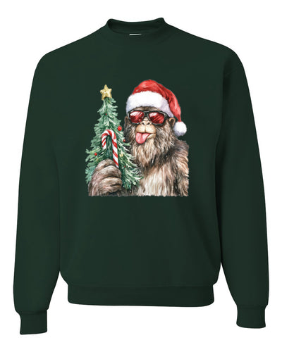 Christmas Sasquatch, Big Foot, Funny Candy Cane Christmas Design, Unisex Christmas Sweater, Crewneck Sweatshirts