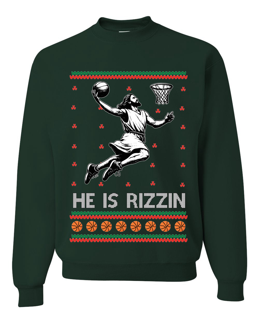 He Is Rizzin, Unisex Ugly Christmas Sweater, Crewneck Sweatshirts