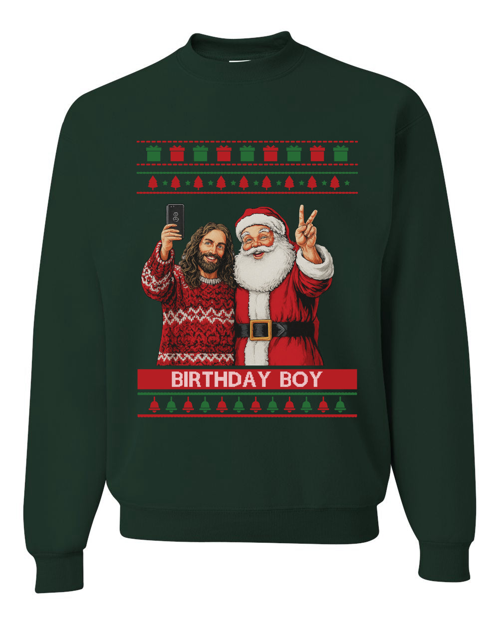 Birthday Boy Jesus, Unisex Ugly Christmas Sweater, Crewneck Sweatshirts