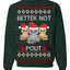 Better Not Pout, Cute Sad Santa Cats | Funny Ugly Christmas Sweater Crewneck Sweatshirt