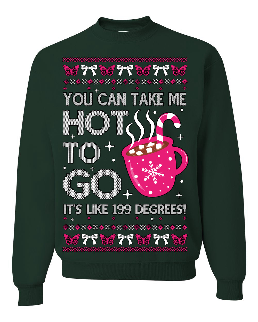 You Can Take Me Hot to Go, Hot Cocoa Viral Song Pop Music Ugly Christmas Sweater Crewneck Sweatshirt