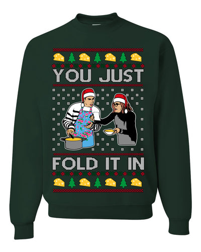 You Just Fold It In Funny Enchilada Moira David TV Sitcom Ugly Christmas Sweater Crewneck Sweatshirt
