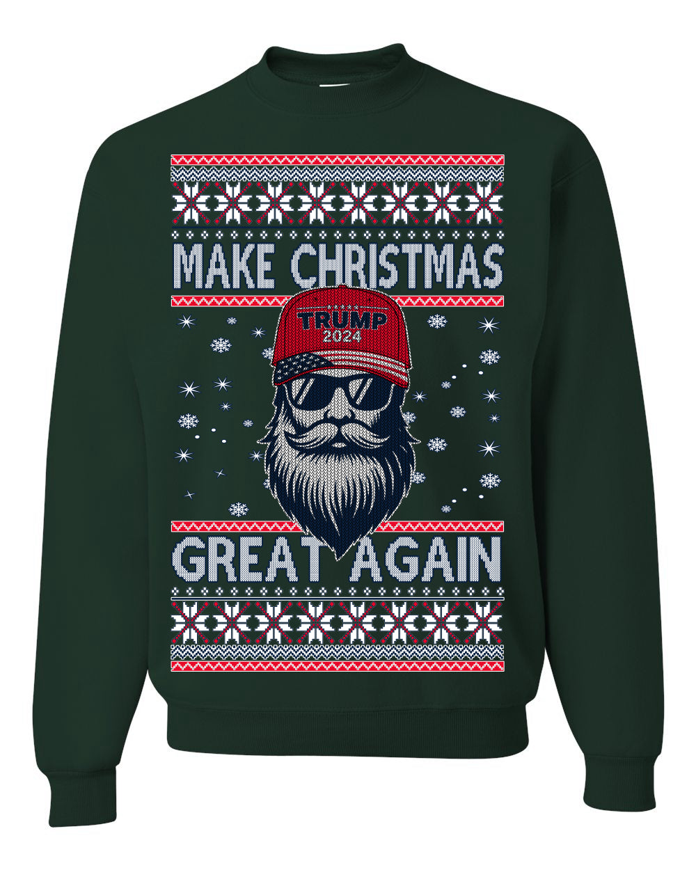 Make Christmas Great Again Trump Santa Claus 2024 MAGA,  Donald Trump JD Vance GOP Republican Ugly Christmas Sweater Crewneck Sweatshirt