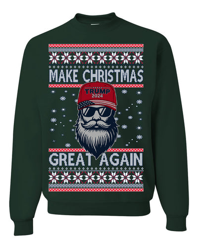 Make Christmas Great Again Trump Santa Claus 2024 MAGA,  Donald Trump JD Vance GOP Republican Ugly Christmas Sweater Crewneck Sweatshirt