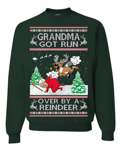 Grandma Got Run Over by a Reindeer Funny Song Movie Ugly Christmas Sweater Crewneck Sweatshirt