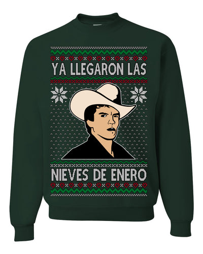 Ya Llegaron Las Nieves De Enero Chalino January Snow Ugly Christmas Sweater Crewneck Sweatshirt