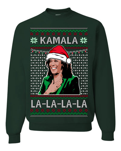Kamala La La Funny Santa Hat Classic Xmas Song Carol Ugly Christmas Sweater Crewneck Sweatshirt