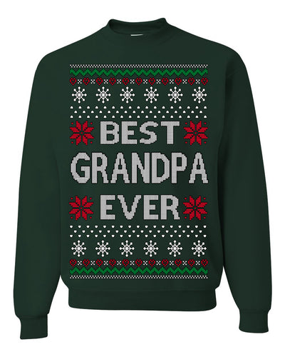 Best Grandpa Ever Classic Winter Holidays Ugly Christmas Sweater Crewneck Sweatshirt