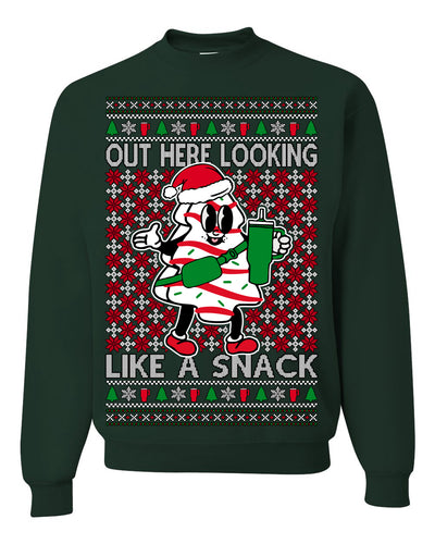 Out Here Looking Like a Snack Funny Cute Christmas Cookie Ugly Christmas Sweater Crewneck Sweatshirt