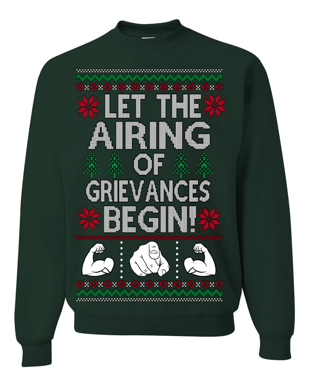 Let The Airing Of Grievances Begin Funny Tv Sitcom Festivus Ugly Christmas Sweater Crewneck Sweatshirt