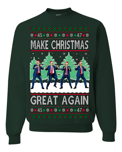 Make Christmas Great Again Shimmy Dance USA President Ugly Christmas Sweater Crewneck Sweatshirt