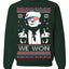 We Won Funny 45 47 President Trump Shot USA Glasses Ugly Christmas Sweater Crewneck Sweatshirt