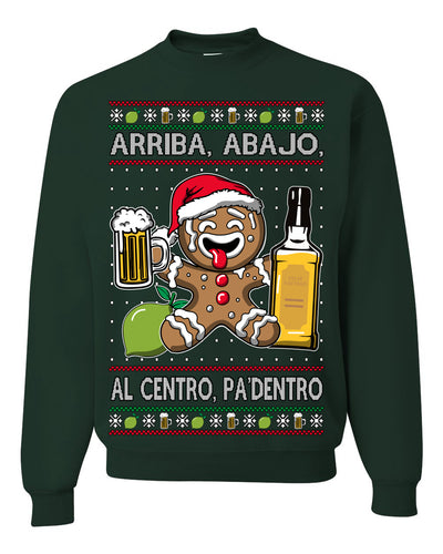 Arriba Abajo Al Centro Pa'Dentro Cheers to Health Salud Ugly Christmas Sweater Crewneck Sweatshirt