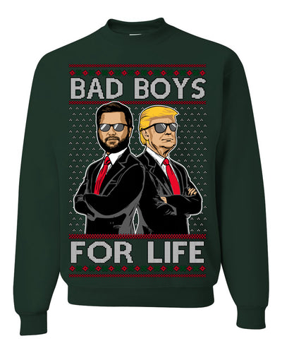Bad Boys for Life Donald Trump JD Vance Funny 90s Movie Ugly Christmas Sweater Crewneck Sweatshirt