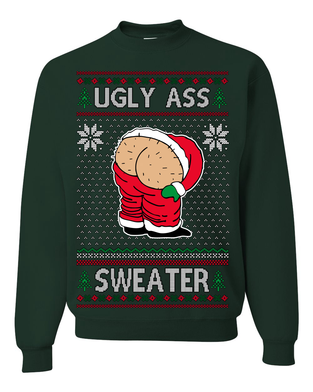 Ugly Ass Sweater Funny Santa Claus Butt Xmas Ugly Christmas Sweater Crewneck Sweatshirt