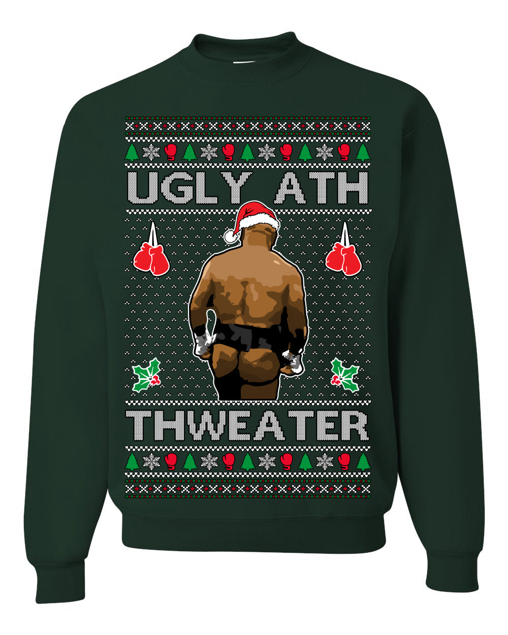 Ugly Ath Sweater Merry Chrithmith, Butt Viral Ugly Ass Boxing Fight, Funny Ugly Christmas Sweater Crewneck Sweatshirt