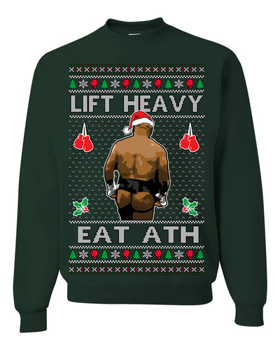 Lift Heavy Eat Ath Merry Chrithmith, Butt Viral Weightlifting Lifting Boxing, Funny Ugly Christmas Sweater Crewneck Sweatshirt