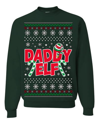 Daddy Elf Cute Holiday Winter Ugly Christmas Sweater Crewneck Sweatshirt