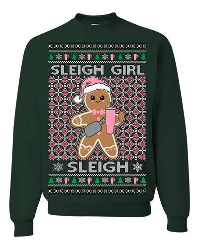 Sleigh Girl Sleigh Funny Trendy Pop Girly Sling Bag Coffee Cup Unisex Ugly Christmas Sweater Crewneck Sweatshirt