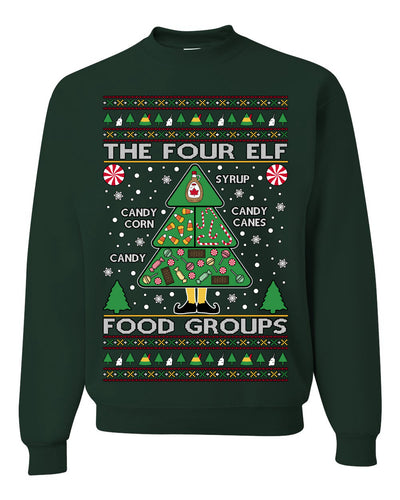 The Four Elf Food Groups Candy Canes Syrup Funny Ugly Christmas Sweater