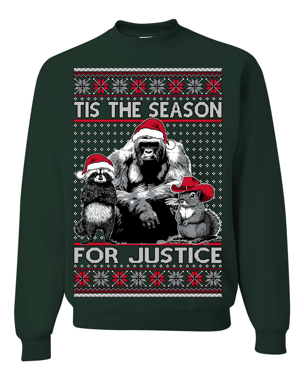 Tis the Season For Justice Harambe Peanut Fred Raccoon Ugly Christmas Sweater