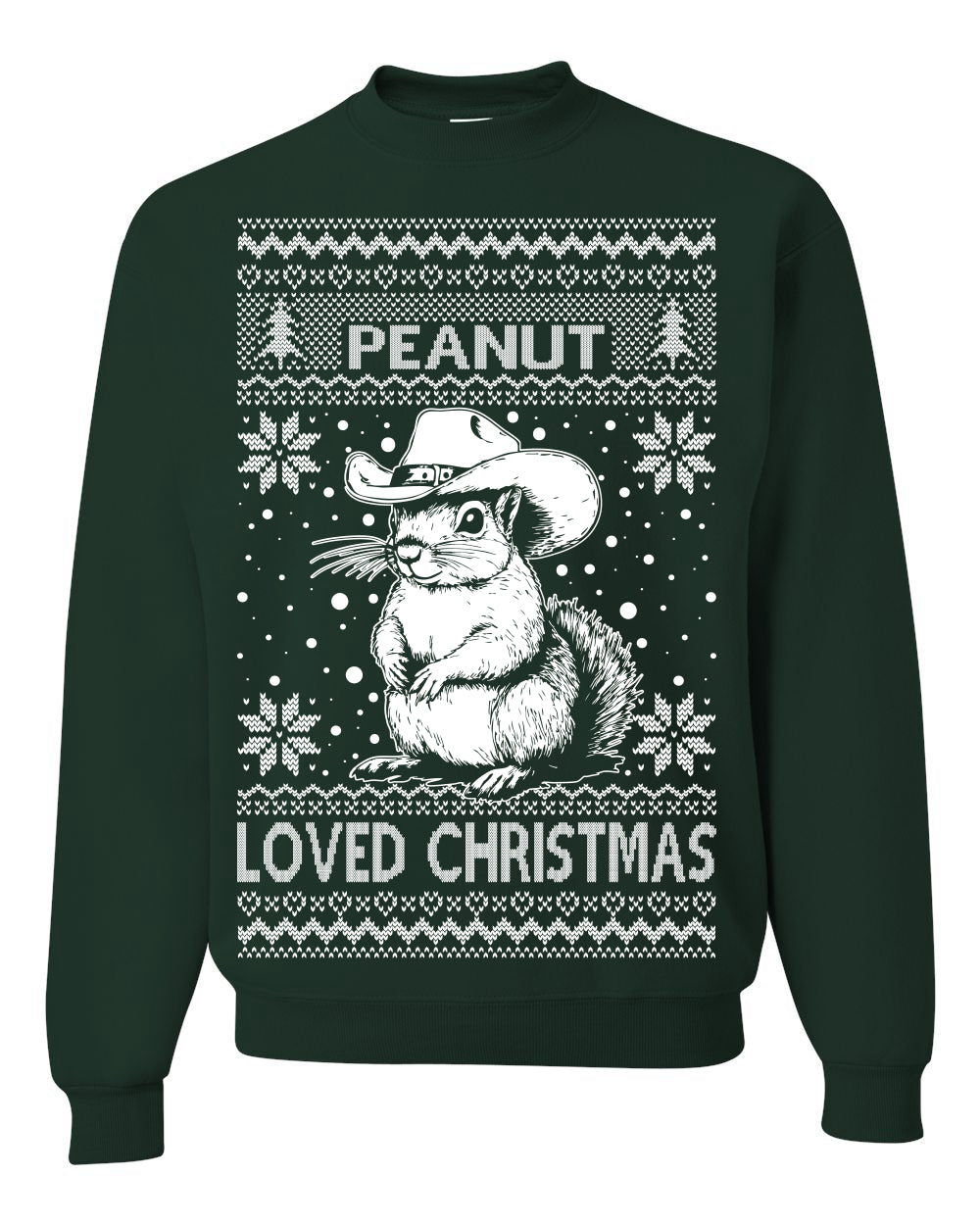 Peanut Loved Christmas RIP Funny Viral Squirrel Meme Ugly Christmas Sweater Crewneck Sweatshirt