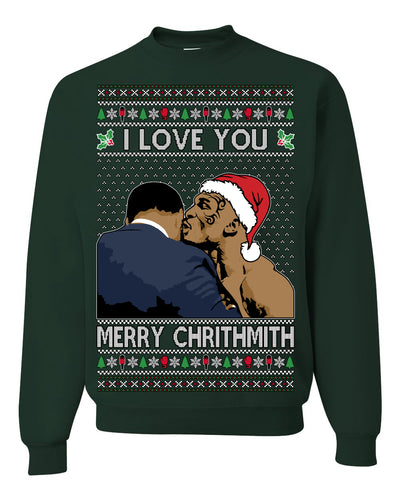 I Love You Merry Chrithmith Funny Boxing Fight Meme Classic Funny Xmas Ugly Christmas Sweater Crewneck Sweatshirt