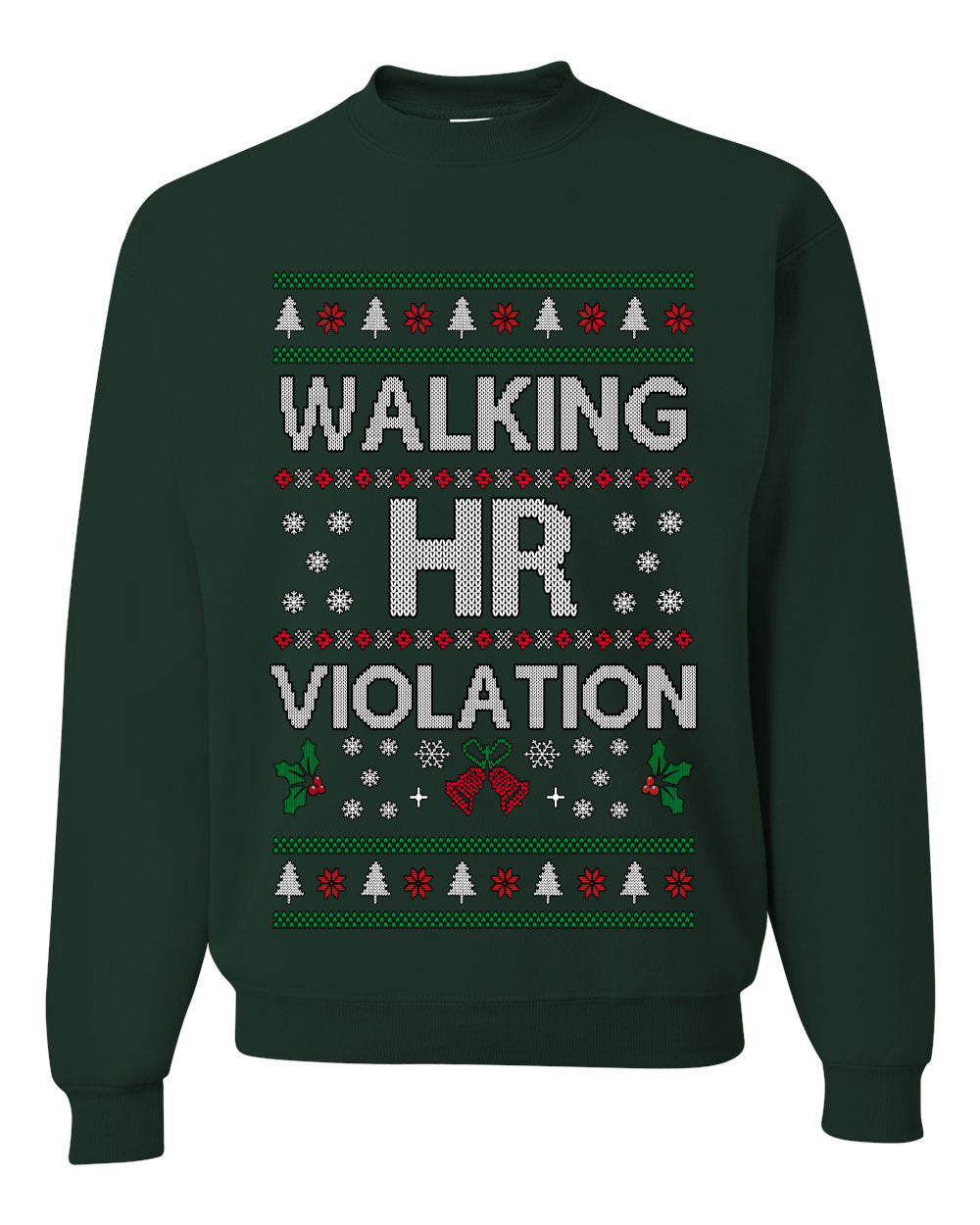 Walking HR Violation, Funny Office Humor Christmas Unisex Sweater, Ugly Christmas Crewneck Sweatshirts