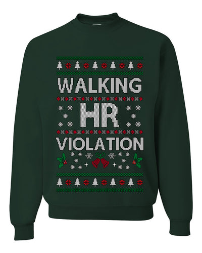 Walking HR Violation, Funny Office Humor Christmas Unisex Sweater, Ugly Christmas Crewneck Sweatshirts