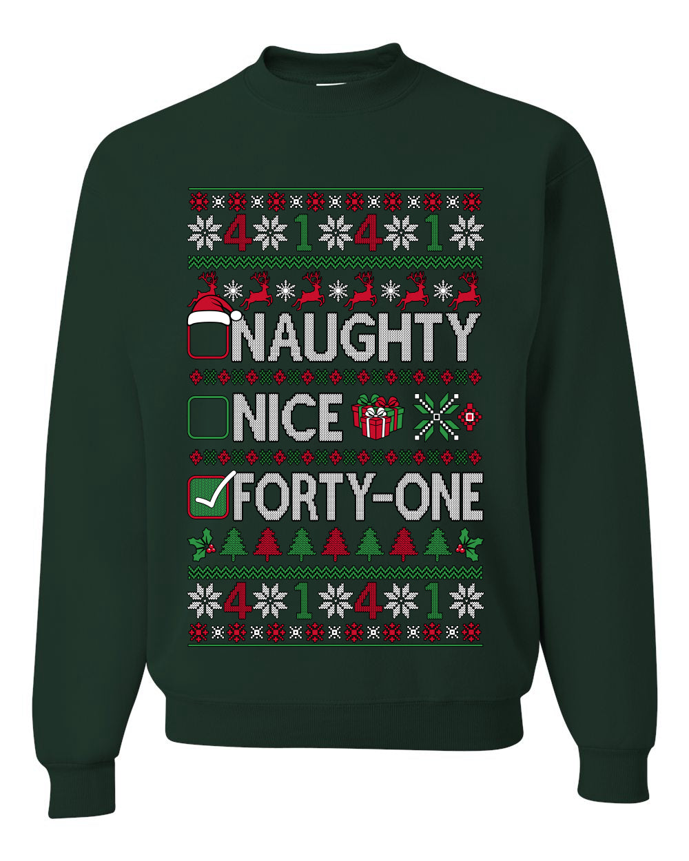 Naughty Nice 41, Ugly Christmas Unisex Sweater List, Extra Festive, Crewneck Sweatshirts