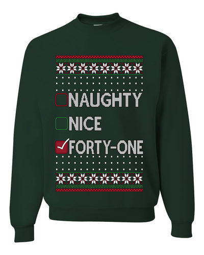 Naughty Nice 41, Simple List, Ugly Christmas Unisex Sweater, Funny Meme, Crewneck Sweatshirts