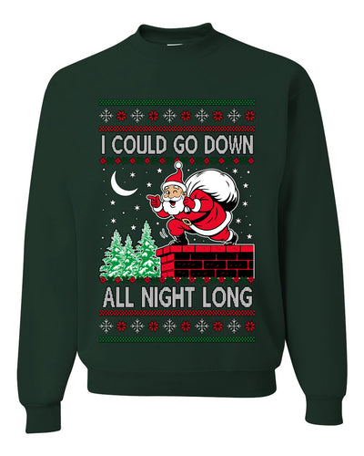 I Could Go Down All Night Long, Ugly Christmas Unisex Sweater, Crewneck Sweatshirts