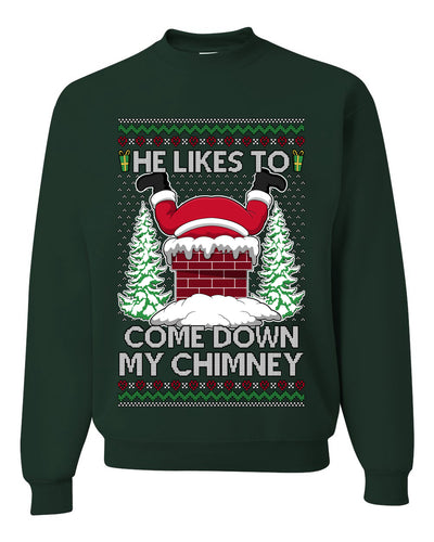 Come Down my Chimney, Unisex Ugly Christmas Sweater Crewneck Sweatshirts
