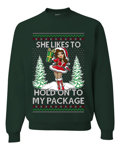 Hold My Package, Funny Unisex Ugly Christmas Crewneck Sweatshirts