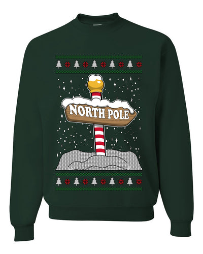 North Pole, Unisex Ugly Christmas Sweater Crewneck Sweatshirts