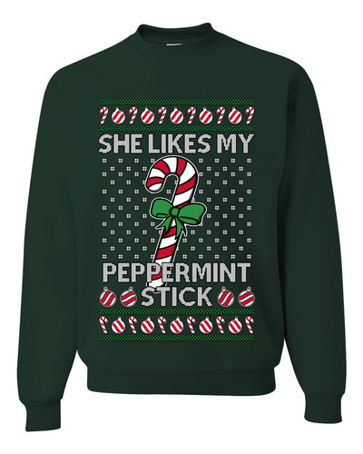She Likes My Peppermint Stick, Unisex Ugly Christmas Sweater, Crewneck Sweatshirts
