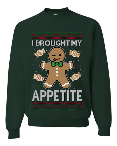 I Brought My Appetitie, Unisex Ugly Christmas Crewneck Sweatshirts