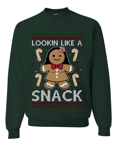 Lookin Like A Snack, Unisex Ugly Christmas Sweater Crewneck Sweatshirts