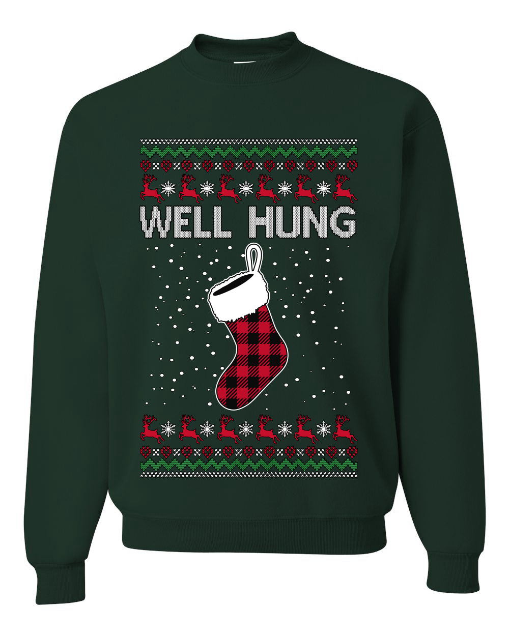 Well Hung, Unisex Ugly Christmas Sweater Crewneck Sweatshirts
