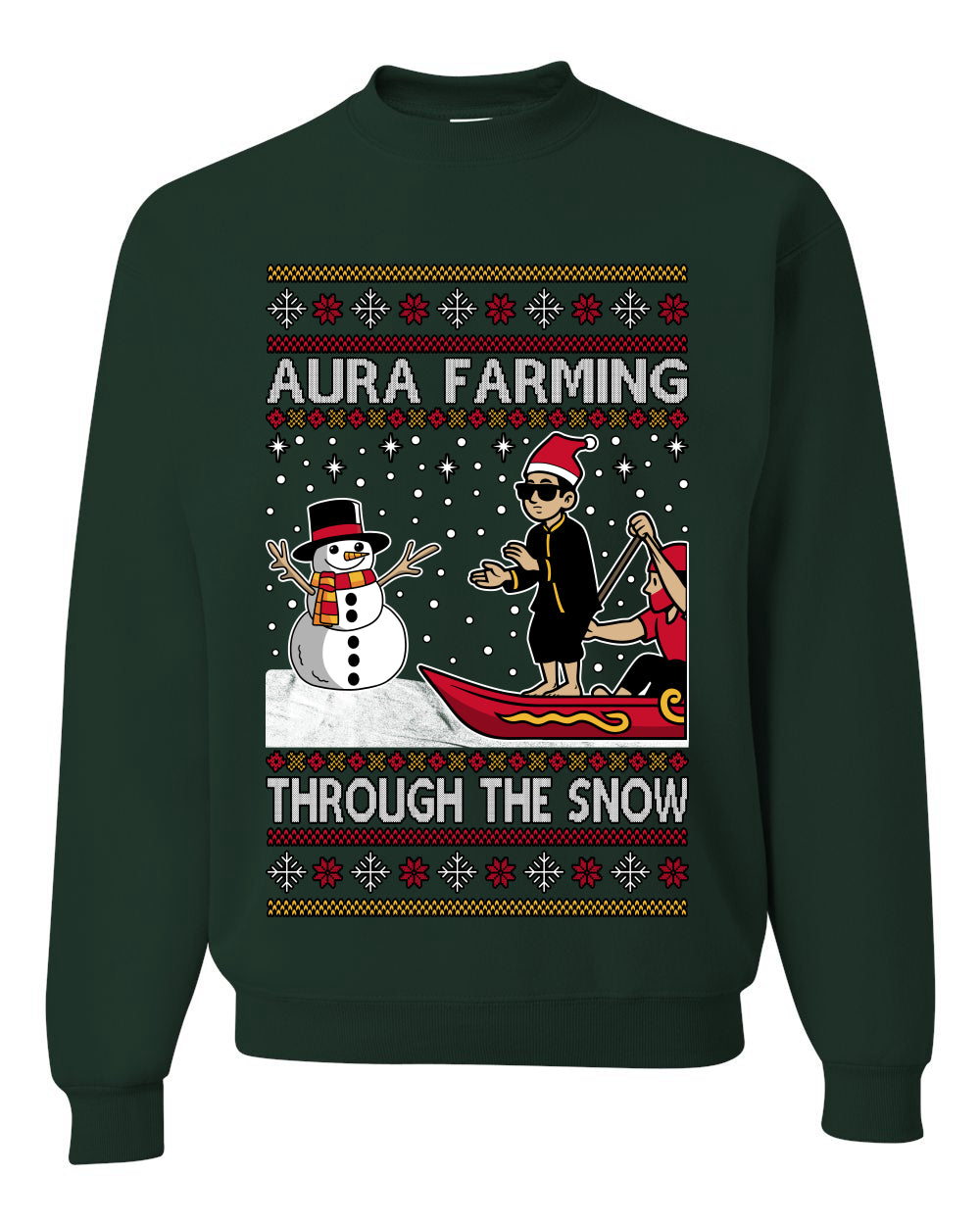 Aura Farming Through The Snow Meme, Unisex Ugly Christmas Sweater, Crewneck Sweatshirts